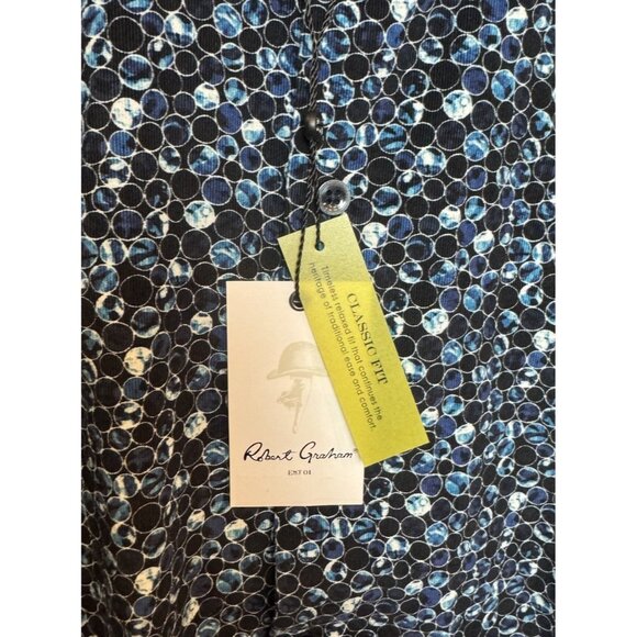 Robert Graham Size Medium Stargazer Long Sleeve Button Down Shirt Blue NWT $218 - Picture 4 of 10